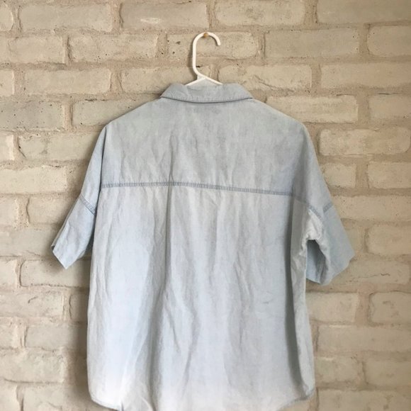 DE COLLECTION Oversized Denim Short Sleeve Shirt - Picture 8 of 12